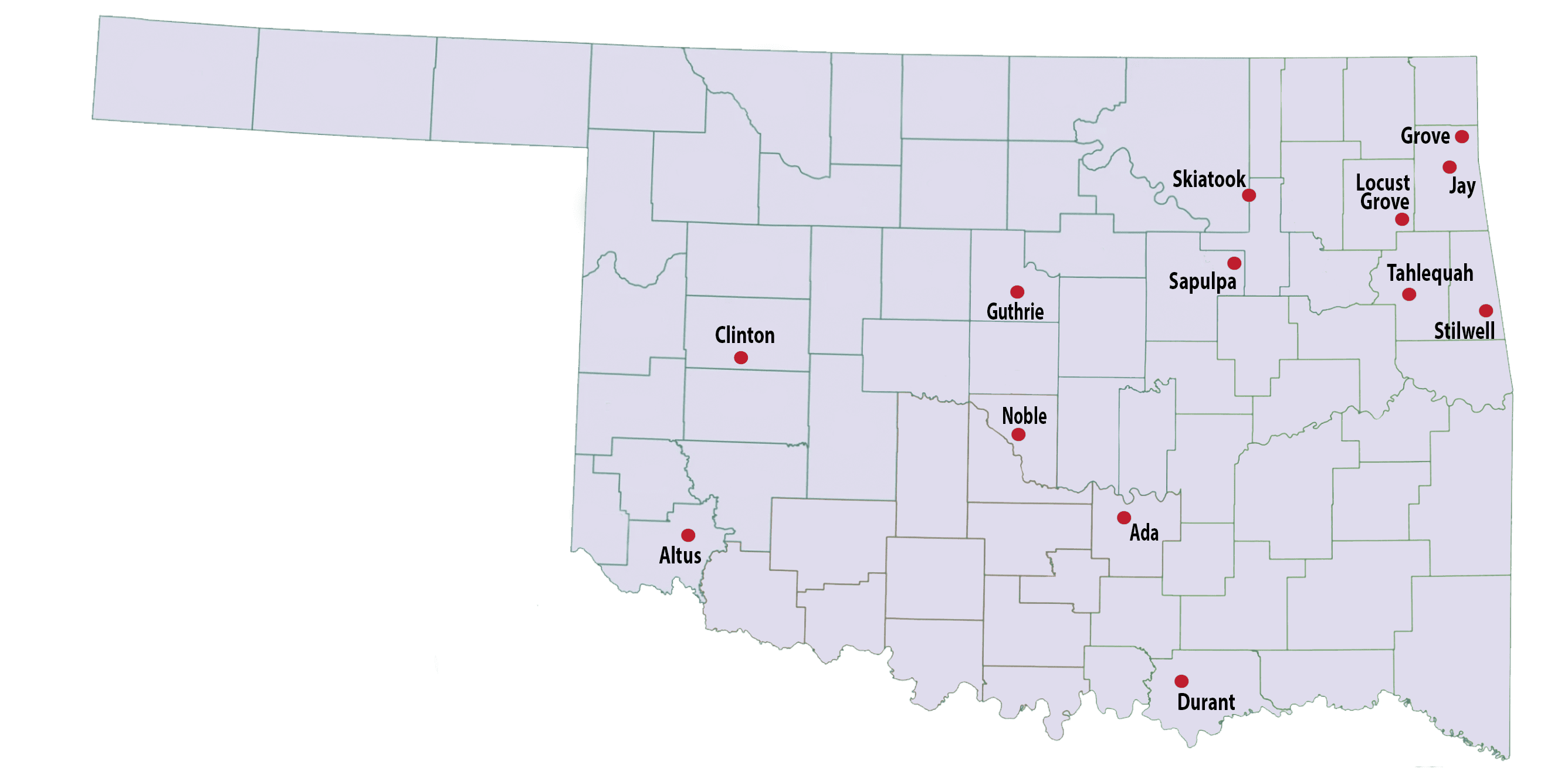 Map of the GEAR UP Grant V Schools
