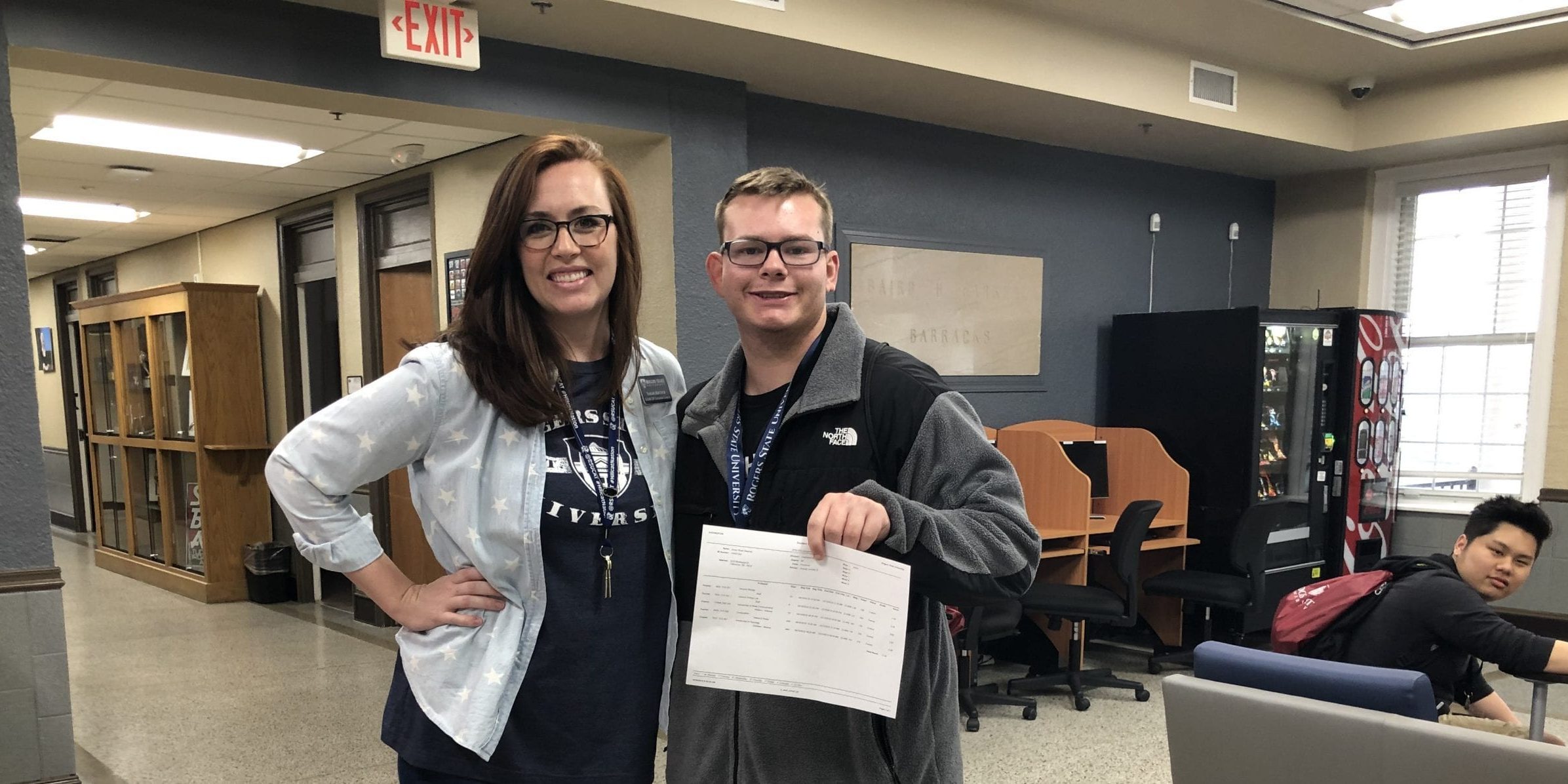 GU College Coach Sarah Adcock with Claremore student